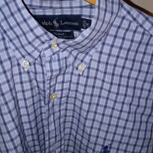 Ralph Lauren Men's Blue and White Plaid Shirt